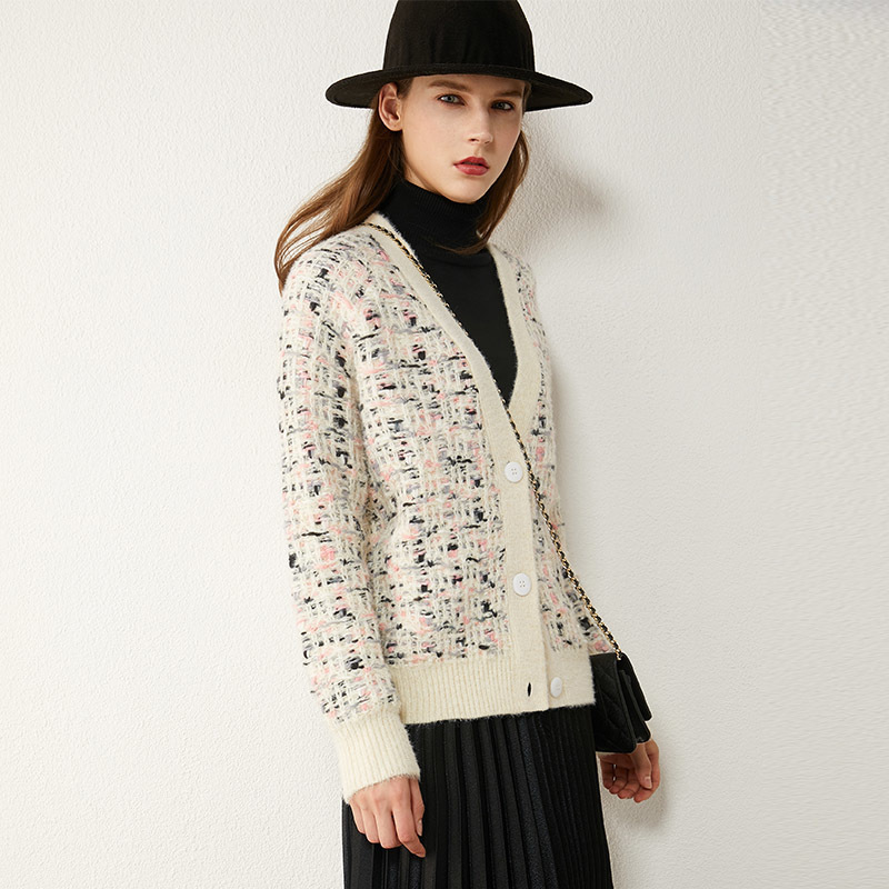 AMII Minimalism Autumn Winter Temperament Female Cardigan Causal Vneck Single-breasted Women's Sweater Cardigan Tops 12070282 201023