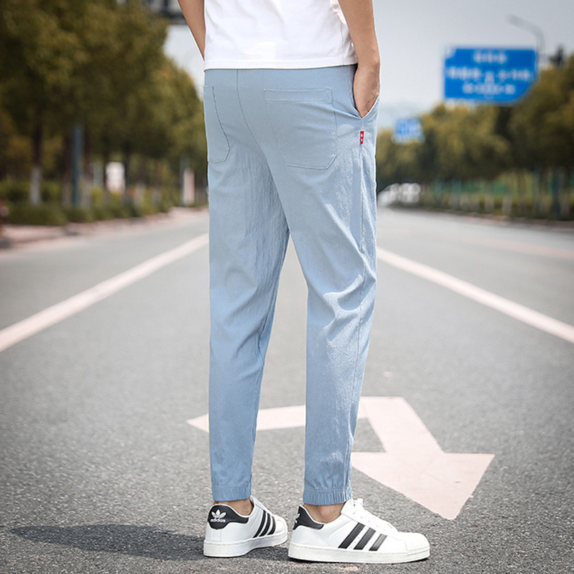 Summer Men's Linen pants Hip Hop Ankle-Length Men Pencil Pants Solid color Breathable comfort Fashion Linen Pants Men 5XL 201027