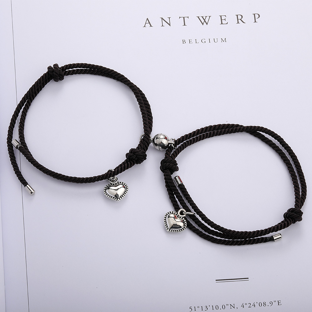 Lucky Rope Couple Bracelet Red Black Rope Knot Braided Magnetic Buckle Heart Charm Bracelets Friendship Jewelry
Lucky Rope Couple Bracelet Red Black Rope Knot Braided Magnetic Buckle Heart Charm Bracelets Friendship Jewelry