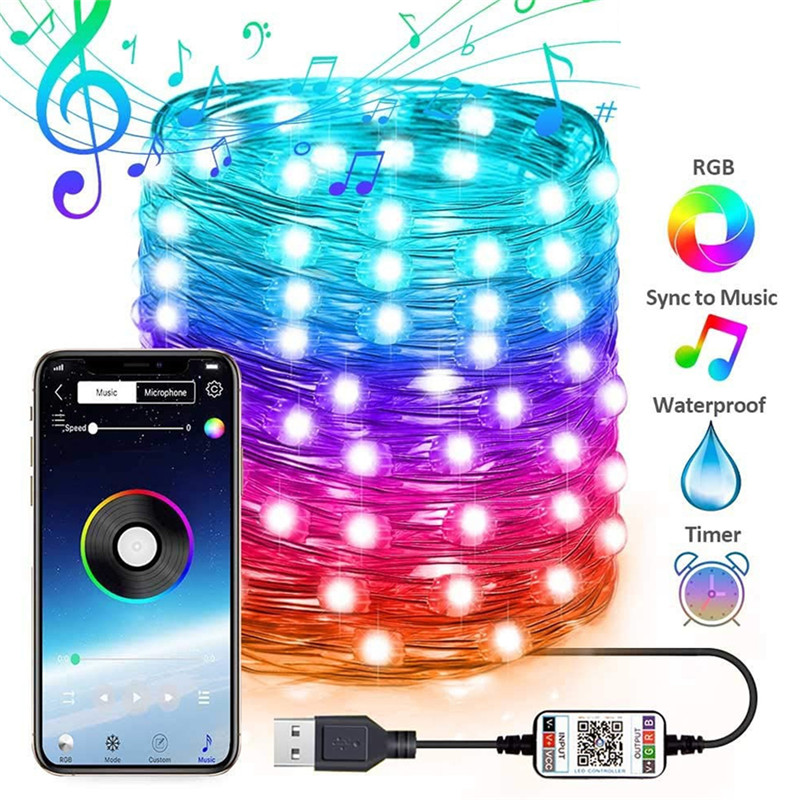 USB LED String Light Christmas Tree Decoration Light Bluetooth App Control String Lights Lamp IP65 Waterproof Fairy Lights
USB LED String Light Christmas Tree Decoration Light Bluetooth App Control String Lights Lamp IP65 Waterproof Fairy Lights