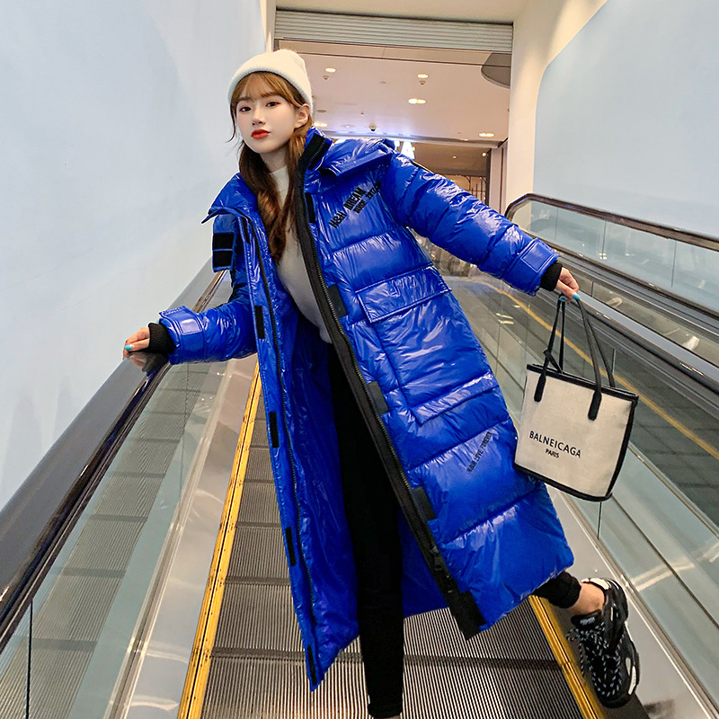New Winter Women's jacket Glossy Down Jackets Women's Long coat Hooded Parkas Thick Winter Jacket Women Outwear Oversized 201217