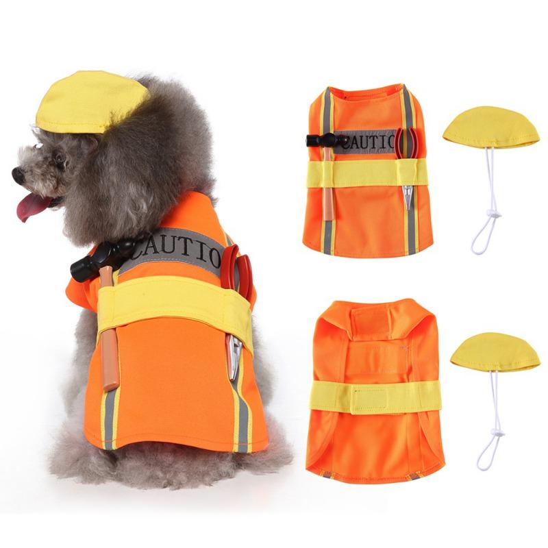 Clothes for pet Costumes Dog Halloween Costume Autume Winter Pet Dogs Funny Engineer Role Play With Hat Dress Up Accessories