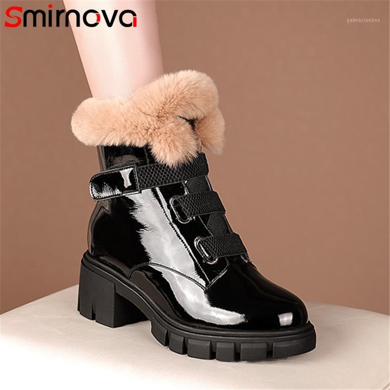 Smirnova 2020 Patent Leather Ankle Boots Women Thick Fur Winter Shoes Round Toe Fashion High Heel Platform Snow Boots Women1, Black
Smirnova 2020 Patent Leather Ankle Boots Women Thick Fur Winter Shoes Round Toe Fashion High Heel Platform Snow Boots Women1, Black