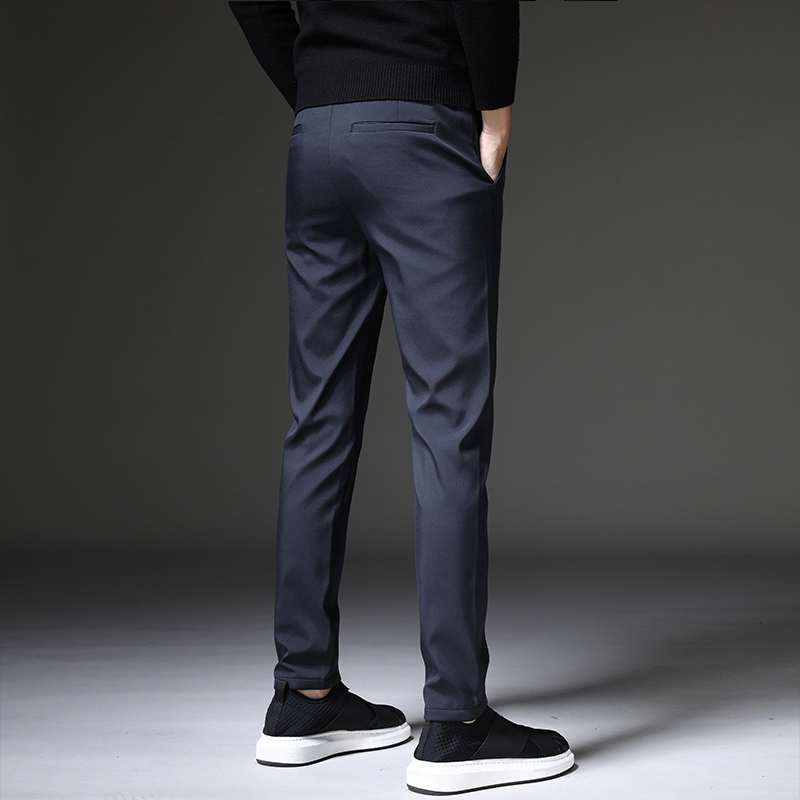 2020 New Mens Winter Fleece Warm Pants Men Korean Casual Slacks Slim Warm Thick Pants for men fashion Black Gray Trousers Male LJ201217
