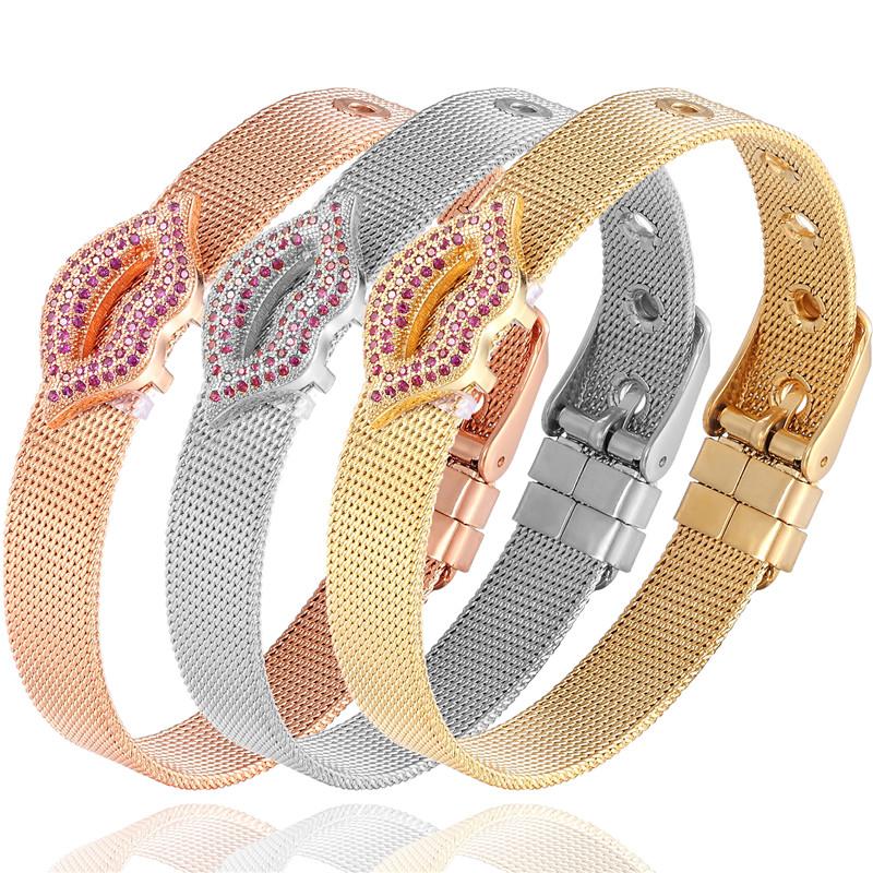 Stainless Steel Mesh Strap Ladies Bracelet Charm Lips Zircon Bracelet Stainless Steel Luxury Jewelry
Stainless Steel Mesh Strap Ladies Bracelet Charm Lips Zircon Bracelet Stainless Steel Luxury Jewelry