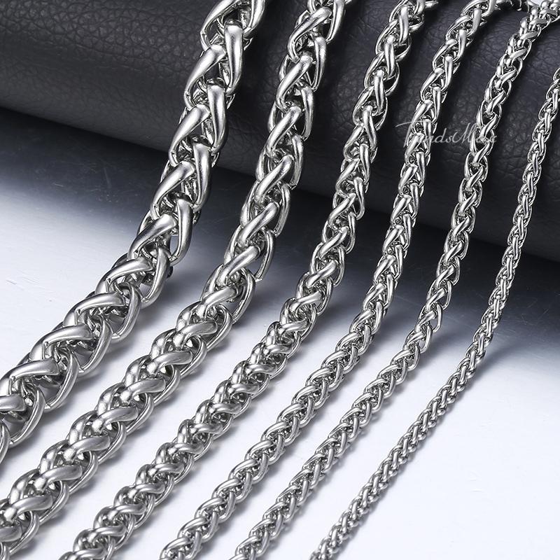 Chains Mens Necklace Gold Silver Color Stainless Steel Round Spiga Wheat Chain Necklaces For Men Drop Jewelry 3-10mm HKNM11
Chains Mens Necklace Gold Silver Color Stainless Steel Round Spiga Wheat Chain Necklaces For Men Drop Jewelry 3-10mm HKNM11