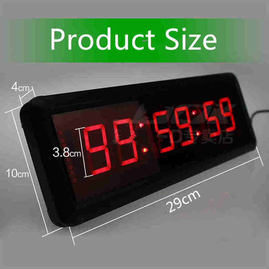 15 inch led Digital Countdown Wall Clock Large Stopwatch with Remote and Switch Button for Obstacle RacingTimerRed 29x10cm