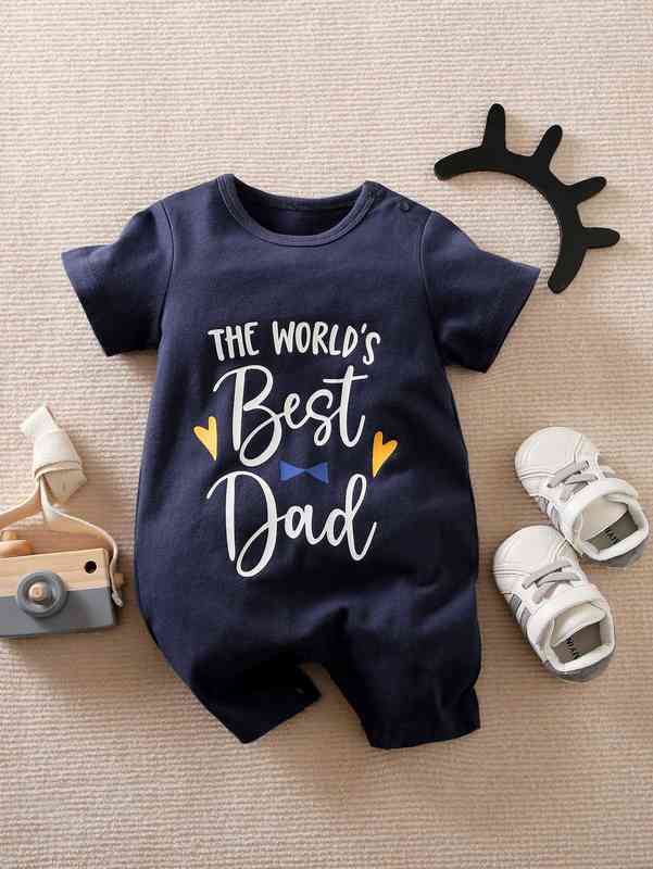 Baby Slogan & Heart Graphic Romper SHE