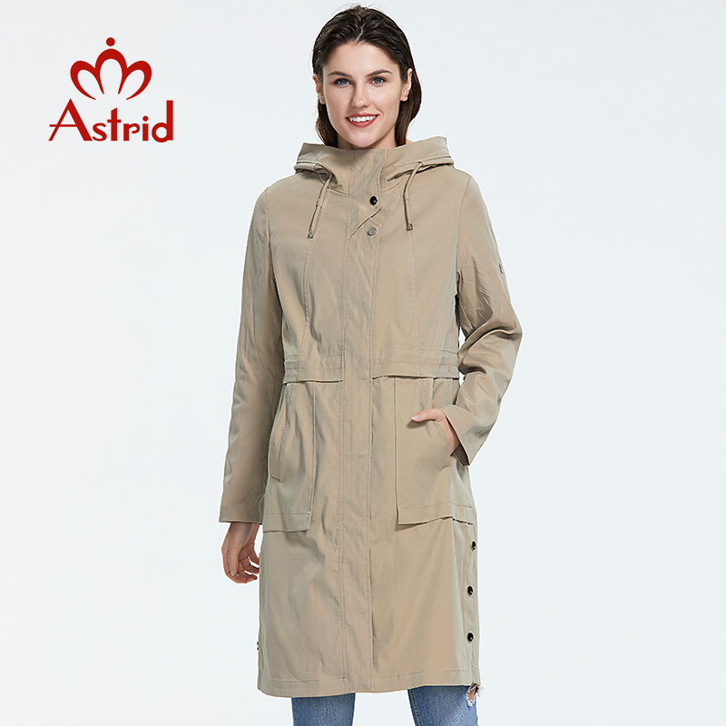 Astrid new arrival plus size mid-length style trench coat for women with a hood spring-autumn light-colored wind AS-9020 201028