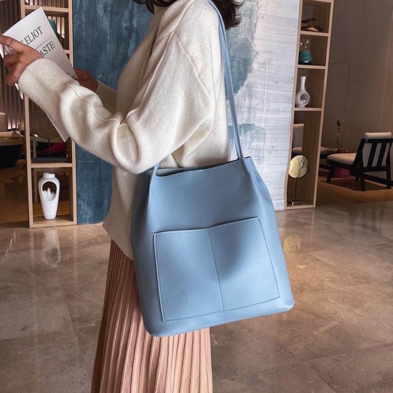 New Style Retro Woman Handbag Large Capacity Shoulder Bags PU Leather Designer Bucket Bags Solid Color Fashion Casusl Girl Bag, Blue
New Style Retro Woman Handbag Large Capacity Shoulder Bags PU Leather Designer Bucket Bags Solid Color Fashion Casusl Girl Bag, Blue