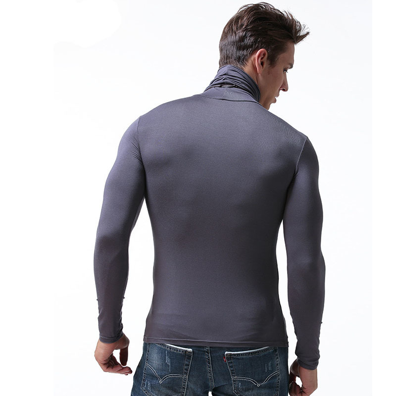 men tshirt man t shirt sexy slim tight turtleneck t shirts tops mens modal long sleeve t-shirt free match thermal t-shirts 201202