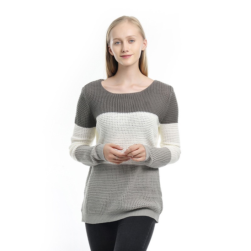 Patchwork sweater jumper knitwear 2021 fashion slim women's sweaters and pullovers female tops 210203