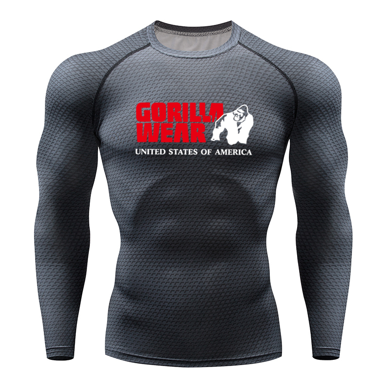 Gorilla wears spring and autumn men's sports elastic quick-drying compression tight-fitting fitness running muscle T-shirt X1214, White;black
Gorilla wears spring and autumn men's sports elastic quick-drying compression tight-fitting fitness running muscle T-shirt X1214, White;black