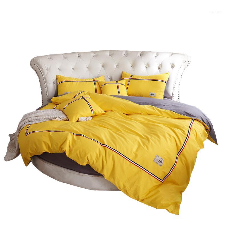 4 Pcs 100% Cotton Summer Fitted Sheet Duvet Cover & Pillowcase Round Bedding Set Hotel Solid Custom Size Bedding Set1, Yellow
4 Pcs 100% Cotton Summer Fitted Sheet Duvet Cover & Pillowcase Round Bedding Set Hotel Solid Custom Size Bedding Set1, Yellow