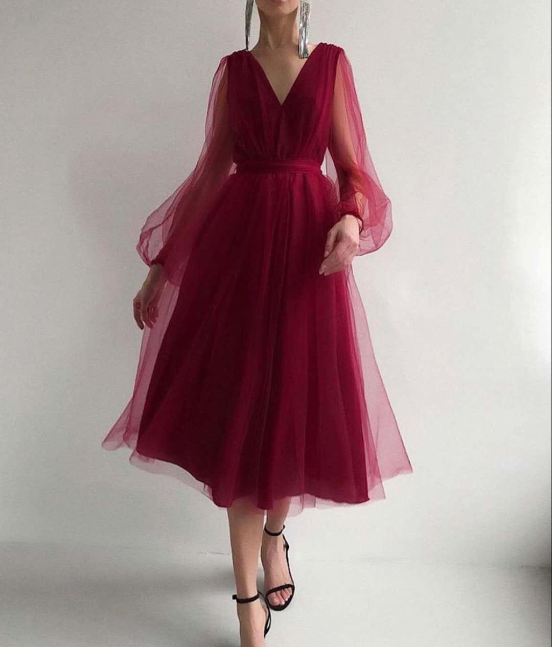 Tea Length Short Prom Dresses Sexy V-neck Puffy Long Sleeves Formal Evening Prom Party Gowns Simple Tulle Summer Prom Dress, Light purple
Tea Length Short Prom Dresses Sexy V-neck Puffy Long Sleeves Formal Evening Prom Party Gowns Simple Tulle Summer Prom Dress, Light purple