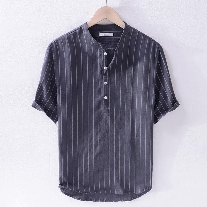 Summer Men's Stripe Short Sleeve Stand Collar Shirt Outdoor Labor Students Travel Hiking Loose Casual Cotton Linen Tops, White
Summer Men's Stripe Short Sleeve Stand Collar Shirt Outdoor Labor Students Travel Hiking Loose Casual Cotton Linen Tops, White