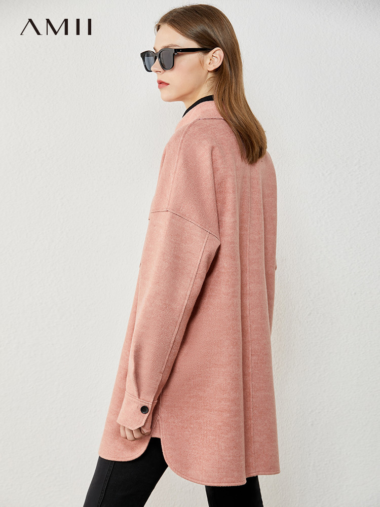 Amii Minimalism Autumn Winter Fashion Jacket Shirt Women Causal Solid Lapel Singlebreasted Loose Women's Tops 1221 201017