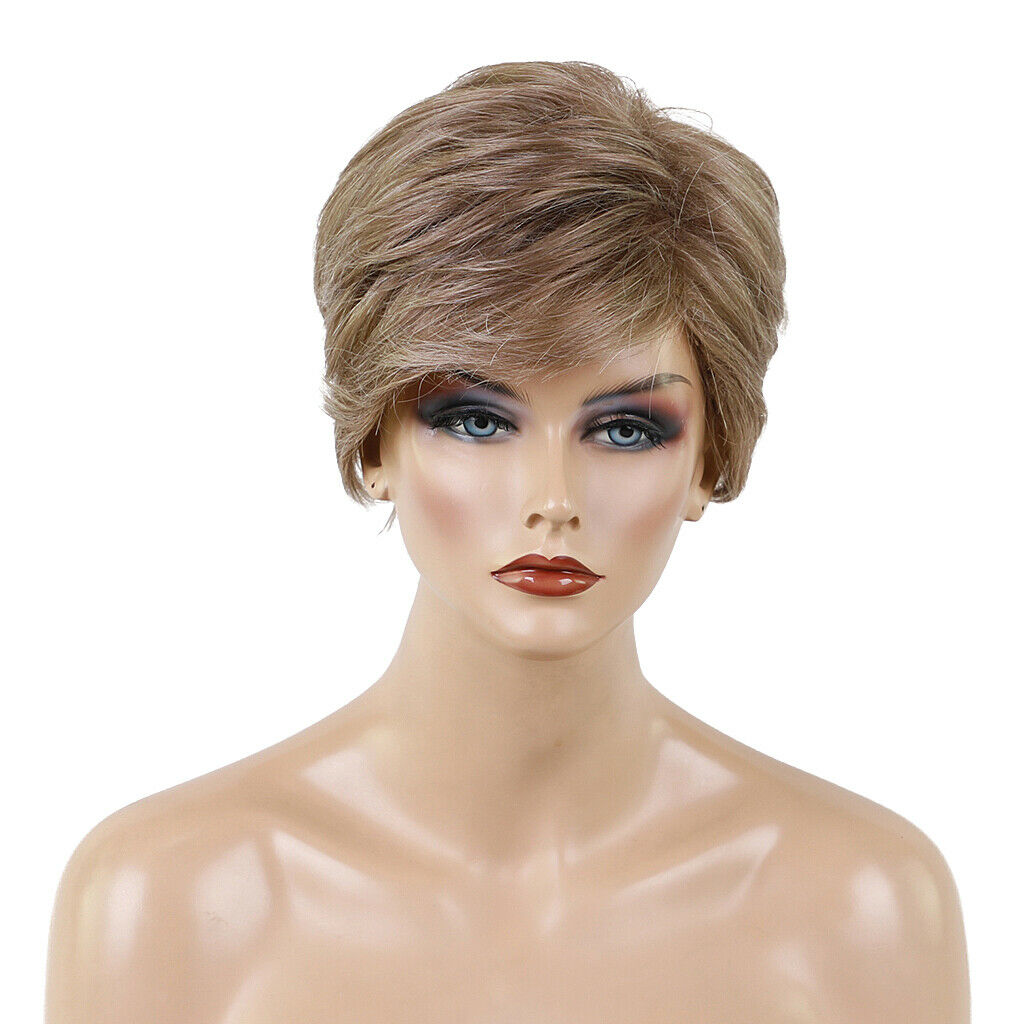 10 Inch Wigs Synthetic Hair Heat Resistant for Women With Inclined Bangs