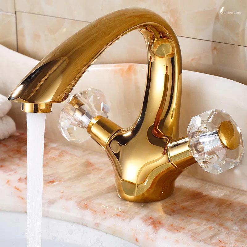 Luxurious Golden Bathroom Basin Faucet Brass Two Handles Hot And Cold Water Taps With Crystal Handle Washbasin Sink Mixers Taps1
Luxurious Golden Bathroom Basin Faucet Brass Two Handles Hot And Cold Water Taps With Crystal Handle Washbasin Sink Mixers Taps1