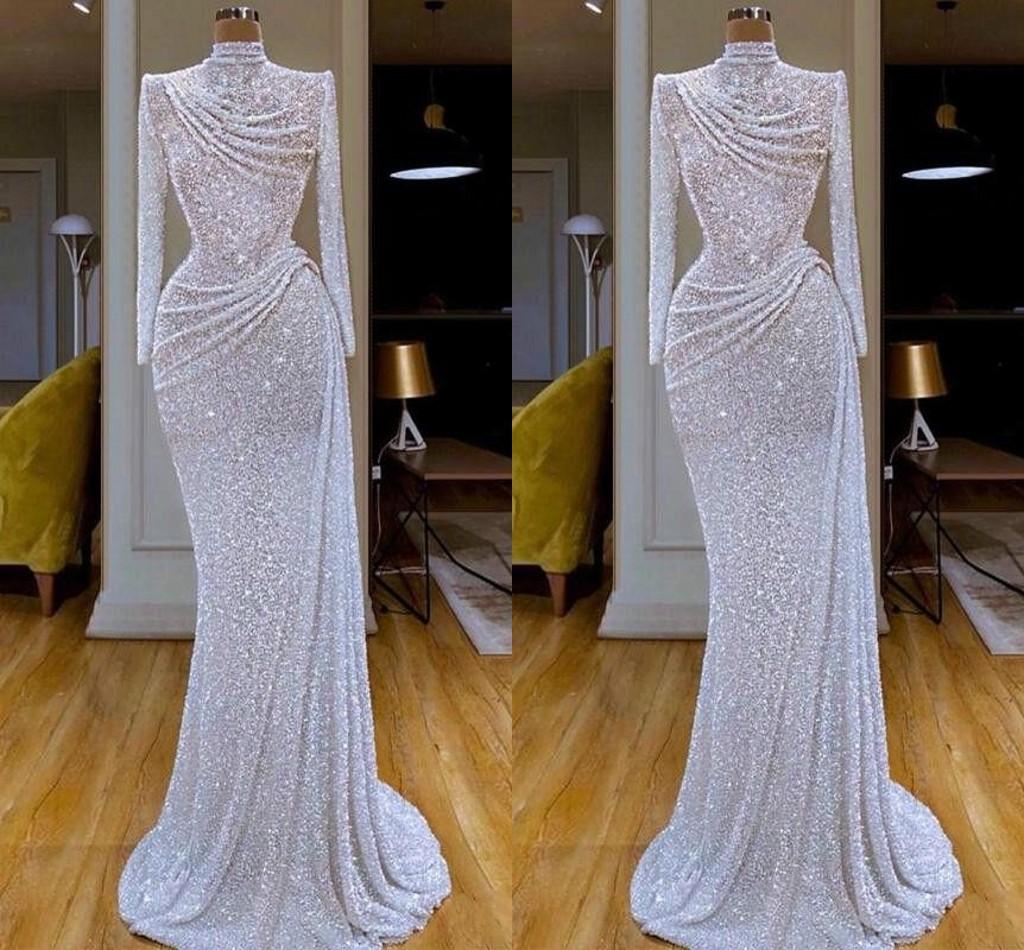 New Arrival Bling Bling Elegant Mermaid Evening Dresses High Jewel Neck Sequins Long Sleeve Sweep Train Formal Dress Evening Party Gowns, Customize
New Arrival Bling Bling Elegant Mermaid Evening Dresses High Jewel Neck Sequins Long Sleeve Sweep Train Formal Dress Evening Party Gowns, Customize