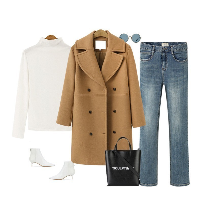Winter Woman Coat Female Long Thick Jacket Autumn Womens Thin Windbreaker Cashmere Coat Women Warm Woolen Solid Overcoat 201102