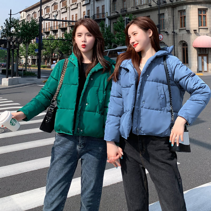 Women Short Loose Parkas Warm Winter Jacket Coat Red Cotton-padded Hooded Outerwear Autumn Thicken Clothing Orwindny 201217