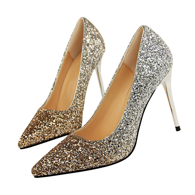 Fashion wedding 9.5cm sexy party shoes stiletto ladies pointed shallow mouth to bombs, Champagne
Fashion wedding 9.5cm sexy party shoes stiletto ladies pointed shallow mouth to bombs, Champagne