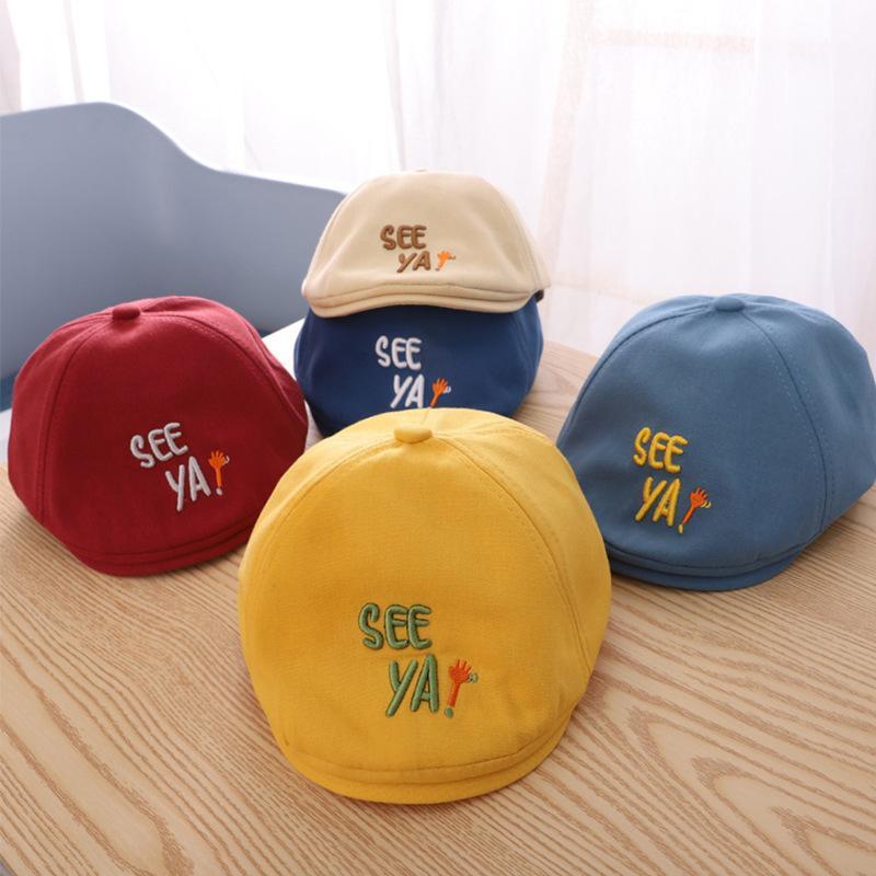 2020 new embroidery seeya baby winter hat Korean catamite girl boys England solid color kids cap fashionable beret sun hat1, Yellow
2020 new embroidery seeya baby winter hat Korean catamite girl boys England solid color kids cap fashionable beret sun hat1, Yellow