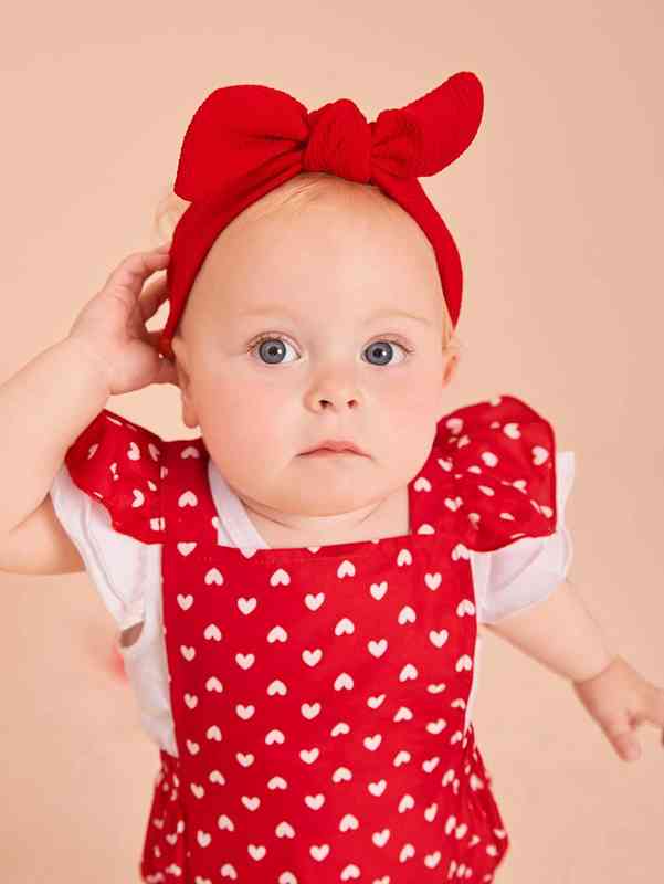 Baby Solid Bow Decor Hat & Hair Band SHE