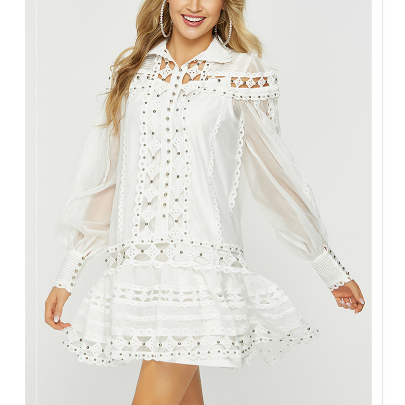Runway in Ladies'luxury Rivet Buttons 2021 Summer Hollow Sexy Collection Out Dressed Mini-dress Pleated Lace C7w6, White
Runway in Ladies'luxury Rivet Buttons 2021 Summer Hollow Sexy Collection Out Dressed Mini-dress Pleated Lace C7w6, White