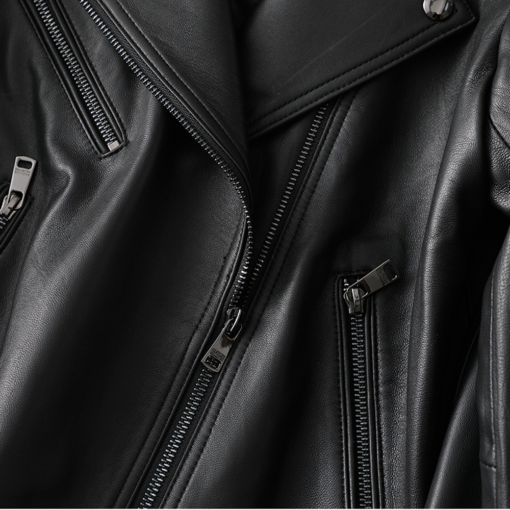 RZBY Soft Sheepskin Genuine Leather Coat Black Jacket Women Autumn Clothes Casual Genuine Leather Jacket Fashion LJ201127