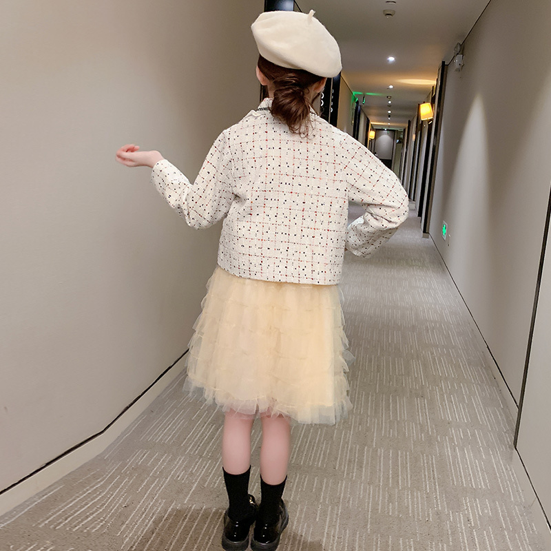 Cute Baby Girl Sets Loose Fashion Coats + Patchwork Long Sleeve Child Tutu Princess Dress Ladylike Kids Clothes Girls Outfits Y1117