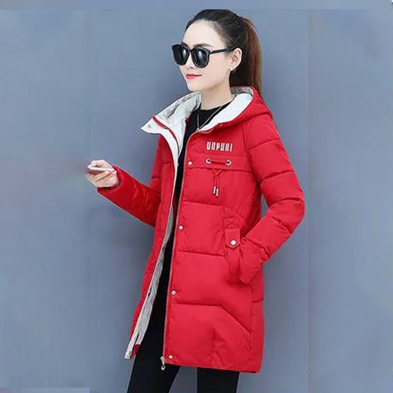 Winter Parka For Women Cotton Down Jacket With Hooded Stand-Up Collar Female Fashion Warm Padded Winter Coat For Womens 201214