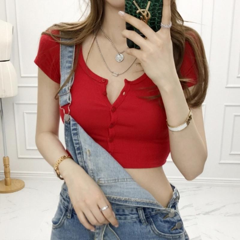 Women's T-Shirt AOSSVIAO 2022 Summer Sexy Sling Solid Color White Button Short-sleeve Slim Crop Top Vest Camisole
Women's T-Shirt AOSSVIAO 2022 Summer Sexy Sling Solid Color White Button Short-sleeve Slim Crop Top Vest Camisole