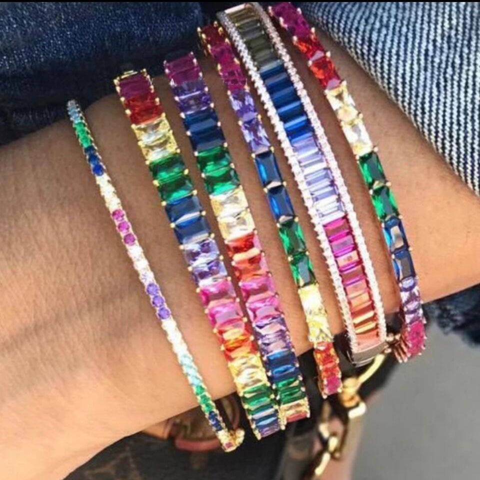 Rainbow Baguette Cz Cuff Bangle Bracelet for Women Luxury Gorgeous Women Multi Piece Stacking Cz Band Bangles 
Rainbow Baguette Cz Cuff Bangle Bracelet for Women Luxury Gorgeous Women Multi Piece Stacking Cz Band Bangles