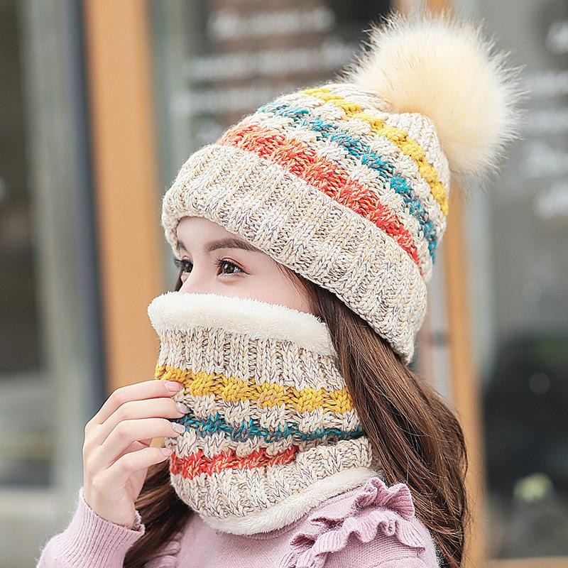 Female Warm Beanie Hat Riding Snow Caps Winter Women Knitted Hat Scarf Set Hairball Pom Pom Fashion Wool Thickening Collars, Beige
Female Warm Beanie Hat Riding Snow Caps Winter Women Knitted Hat Scarf Set Hairball Pom Pom Fashion Wool Thickening Collars, Beige