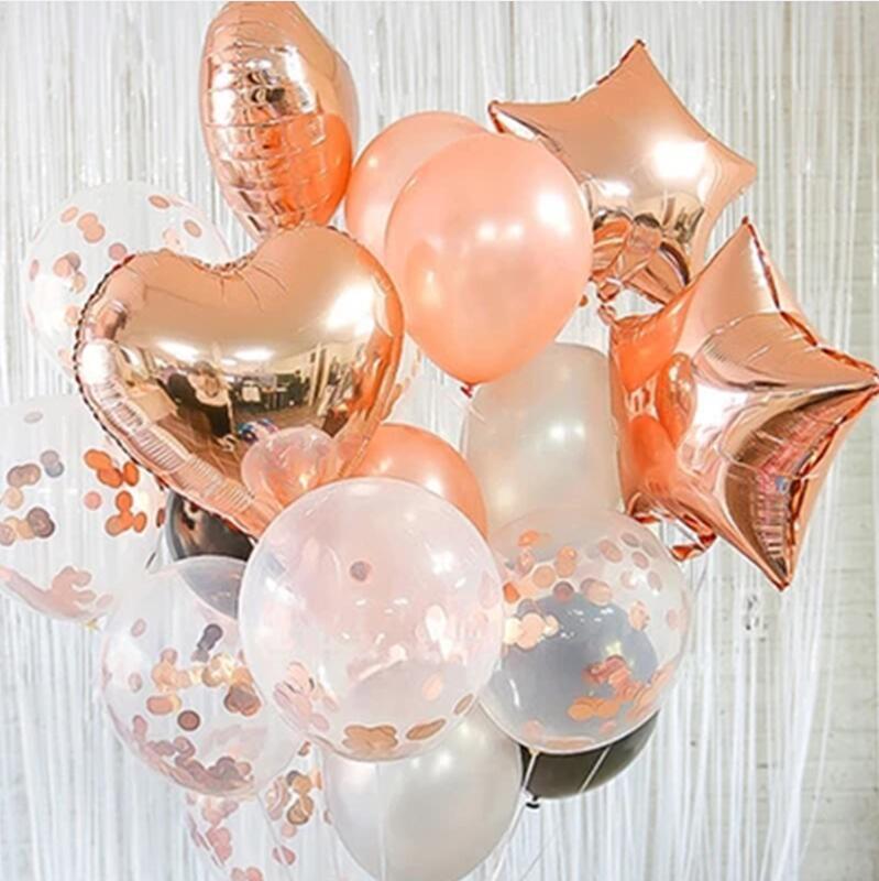 

Rose Gold Birthday Balloons Champagne Foil Star Confetti Balloon Birthday Party Decoration Adult Anniversary Wedding Party Decor
