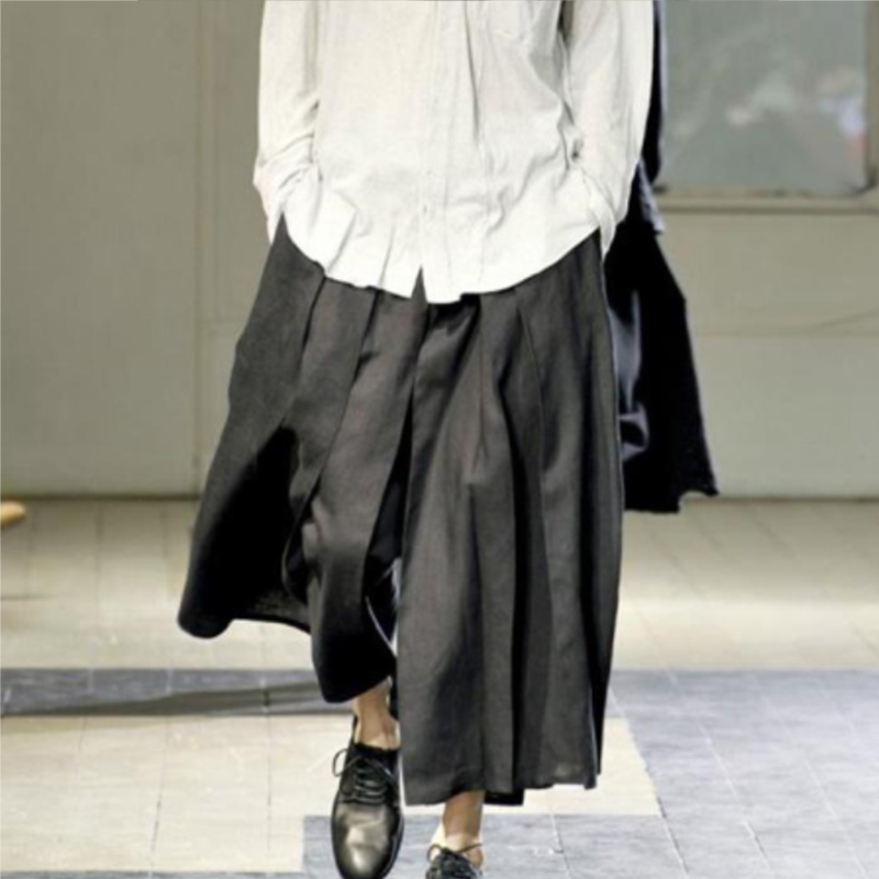 European and American skirt Yamamoto Yoshiji wide leg catwalk trendy men's loose casual pants cropped 201128