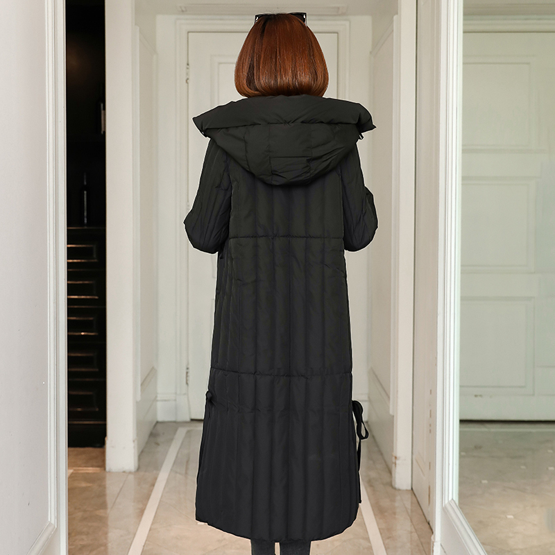 women's X-long jacket winter hooded parkas oversize office ladies outwear with buttons solid thick coat femme abrigo mujer 201027