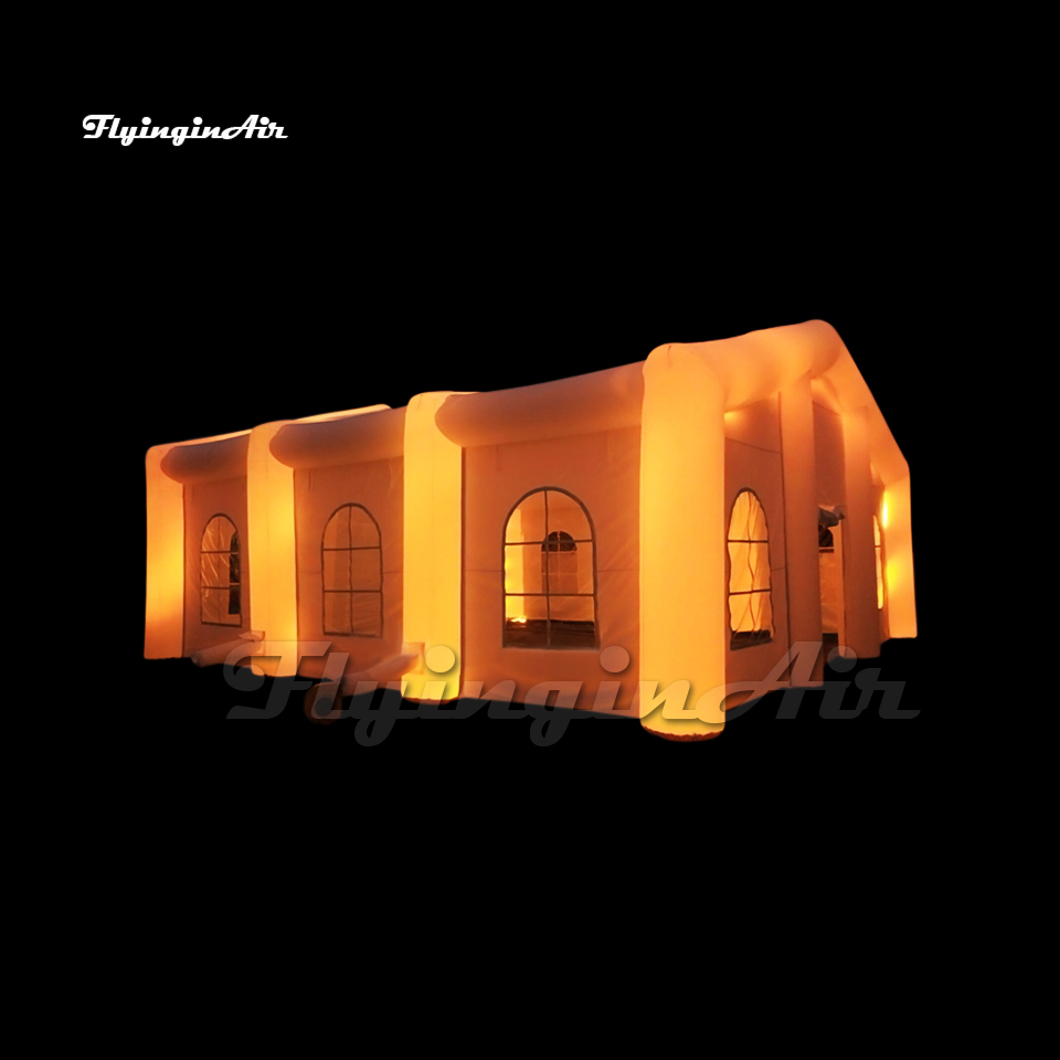 10m/12m/15m Party Tent Lighting White Inflatable Marquee Air Blow Up Frame Structure With RGB Light For Wedding Events