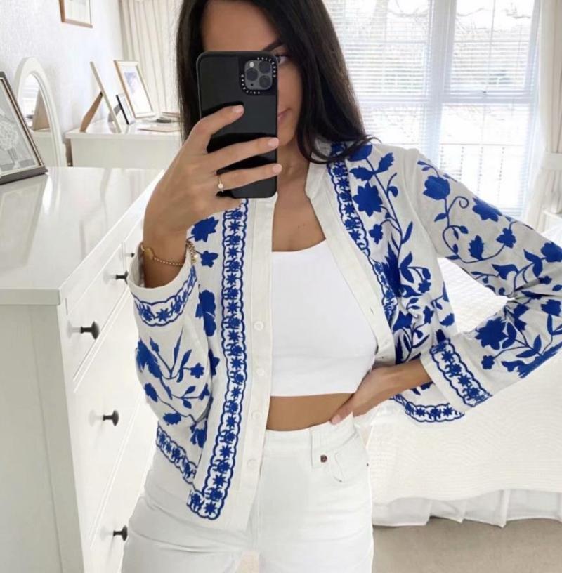 Women's Blouses Women's & Shirts 2022 Elegant Womens Autumn Blouse Coat Fashion Linen Embroidered Floral Vintage Women Shirt Long