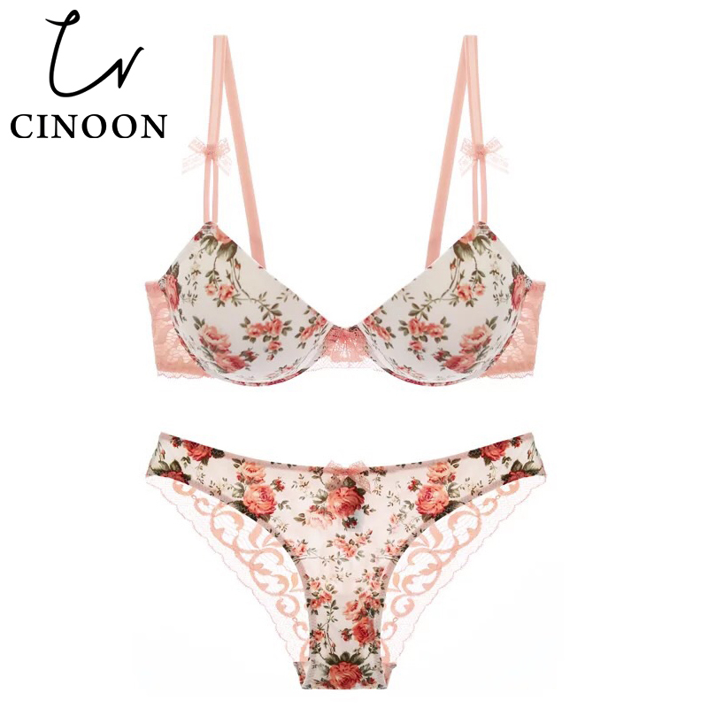 Sexy Women Bra Set Lace Flower Lingerie Big Size Underwear Panties Women'S Bras For Women Seamless Bralette For Push Up T200602