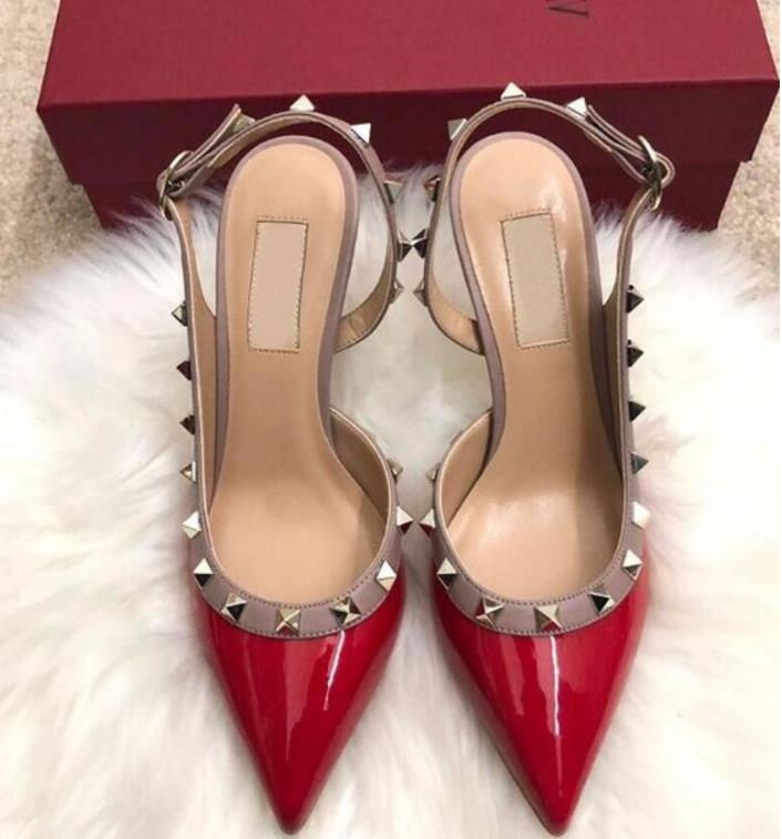 Free shipping fashion women pumps Casual Designer Gold matt leather studded spikes slingback high heels sandals shoes, Black
Free shipping fashion women pumps Casual Designer Gold matt leather studded spikes slingback high heels sandals shoes, Black