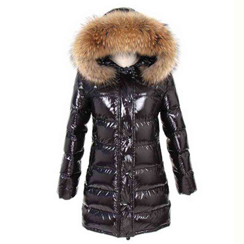 Winter Jacket Women Real Fur Coat Parkas Duck Down Lining Coat Real Raccoon Fur Collar Warm Black Streetwear 211221