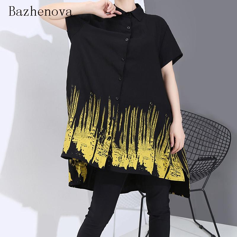 Bazhenova Korean Style Blouse Women 2021 Summer Large Size Shirts Women's Loose Tops Woman Printing Long Shirts Girl Shirt R656, Black
Bazhenova Korean Style Blouse Women 2021 Summer Large Size Shirts Women's Loose Tops Woman Printing Long Shirts Girl Shirt R656, Black