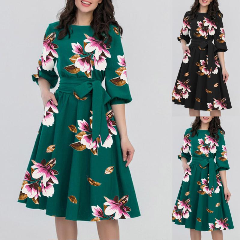 Women' Elegant O-neck Dress Half Sleeve Belt Knee-length Casual Womens Floral Dresses Casual Summer Vestidos, Black
Women' Elegant O-neck Dress Half Sleeve Belt Knee-length Casual Womens Floral Dresses Casual Summer Vestidos, Black