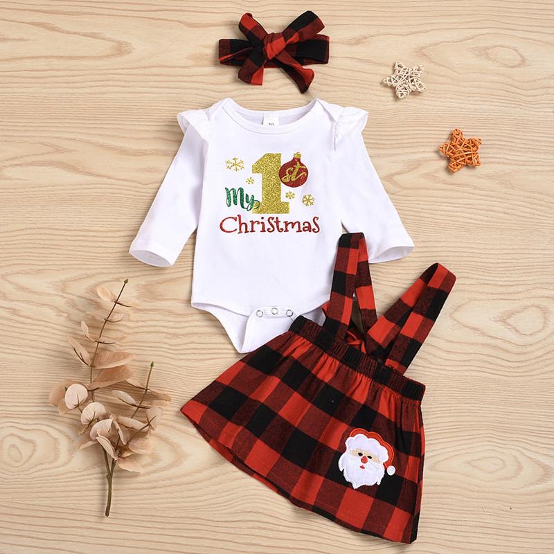 2021 My First Christmas Baby Girl Clothes Set My 1st Christmas Girl Romper Tops Plaid Suspender Skirt Winter Infant Outfit
2021 My First Christmas Baby Girl Clothes Set My 1st Christmas Girl Romper Tops Plaid Suspender Skirt Winter Infant Outfit
