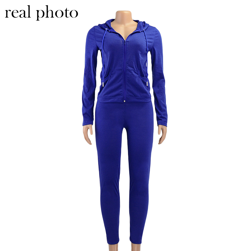 Simenual Casual Sporty Hooded Zipper Women Matching Set Long Sleeve Fashion Workout Tracksuits Skinny Top And Pants Co-ord Sets 201104