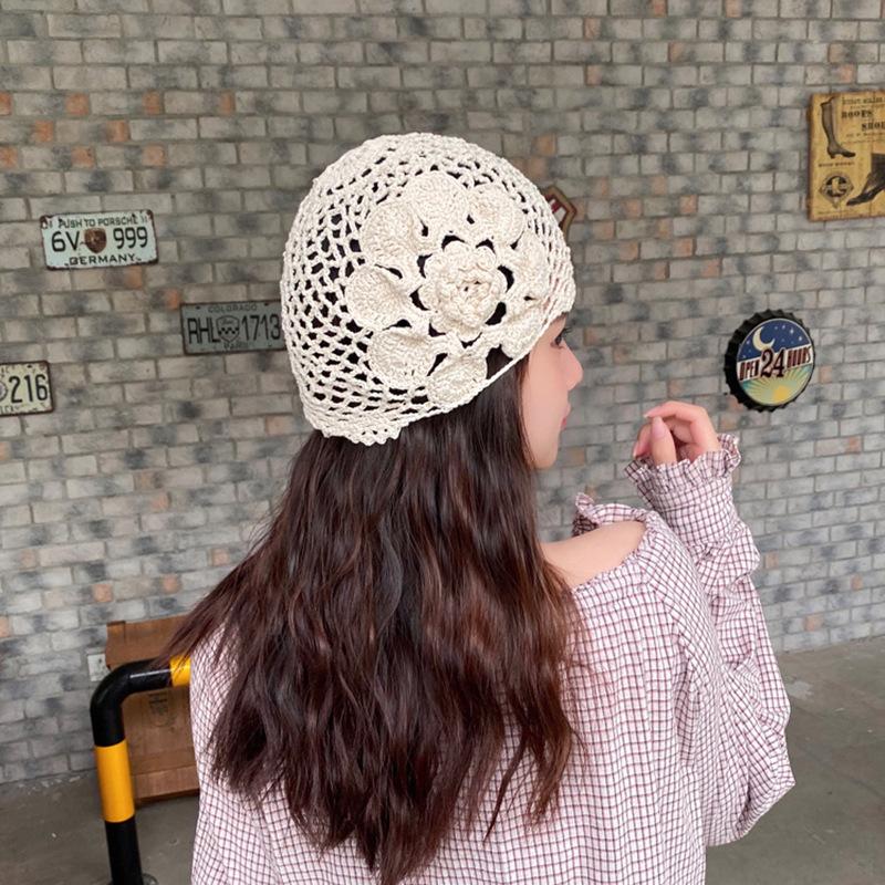 Hand-Woven Lace Lace Cutout Breathable Four Seasons Hat All-Matching Elegant Fashionable Toque Melon Peel Knitted Hat, 01
Hand-Woven Lace Lace Cutout Breathable Four Seasons Hat All-Matching Elegant Fashionable Toque Melon Peel Knitted Hat, 01