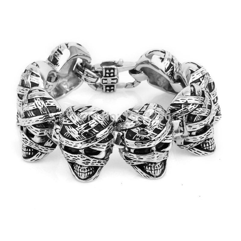 High Quality Casting Stainless Steel Bracelet Gothic mummy's head Skull Bracelet For Best Jewelry Gifts 8.26
High Quality Casting Stainless Steel Bracelet Gothic mummy's head Skull Bracelet For Best Jewelry Gifts 8.26